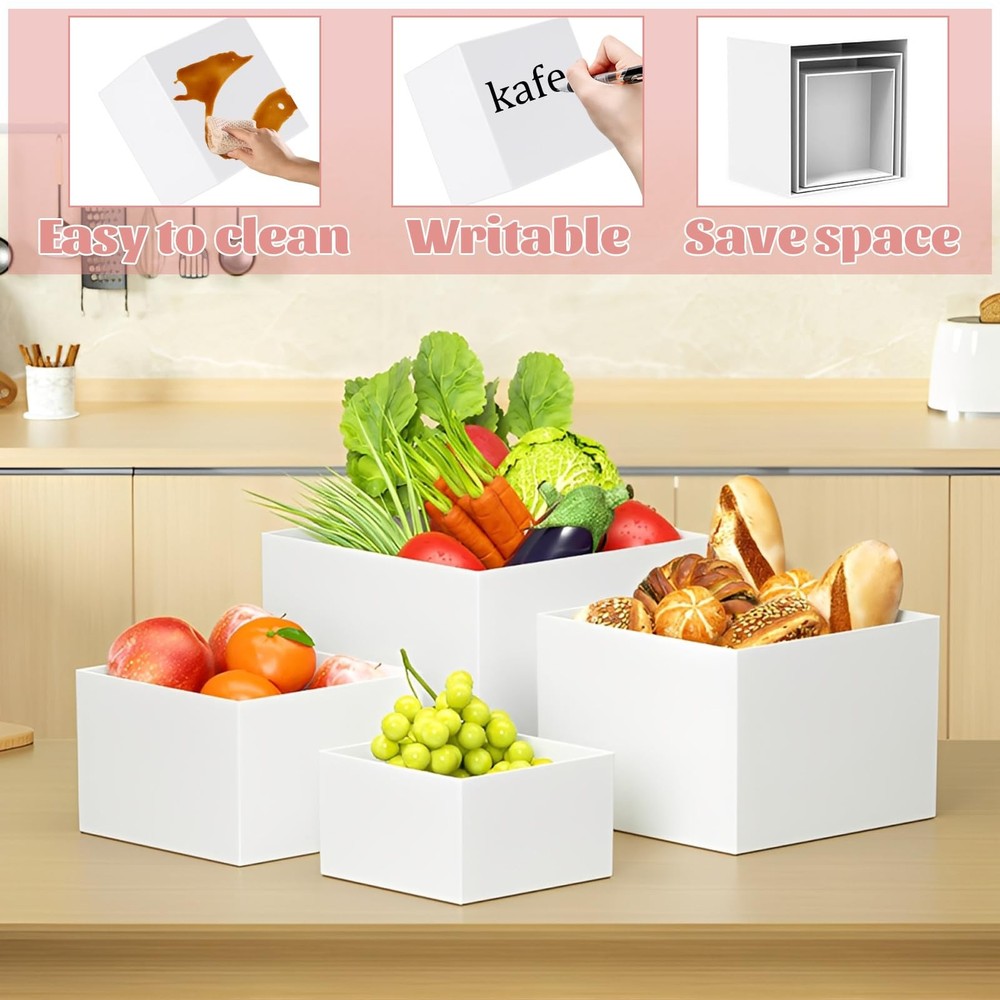 6 Pack Buffet Risers, White Food Risers for Buffet Table, Food Display Risers...