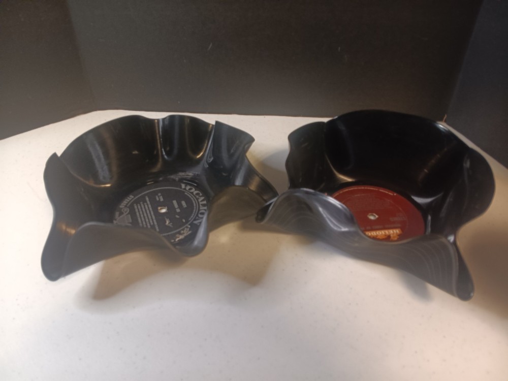 2 vinyl record bowls