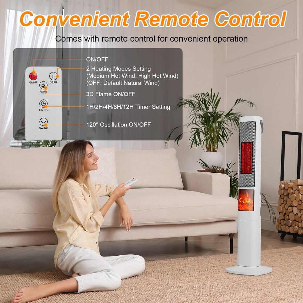Oscillating PTC Ceramic Remote Control Space Heater + Portable Electric Heater