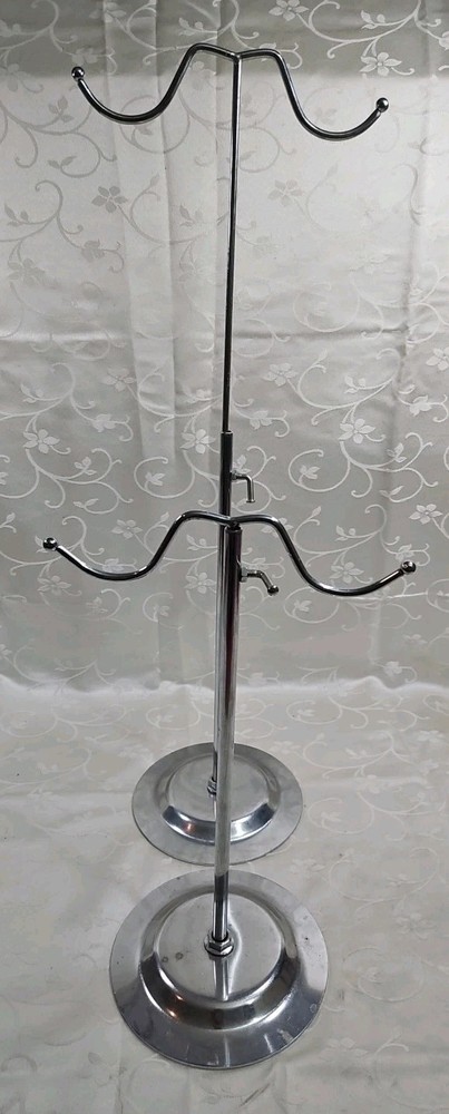 2pc Double Hook Chrome Adjustable Height Handbag Purse Stand Display Rack