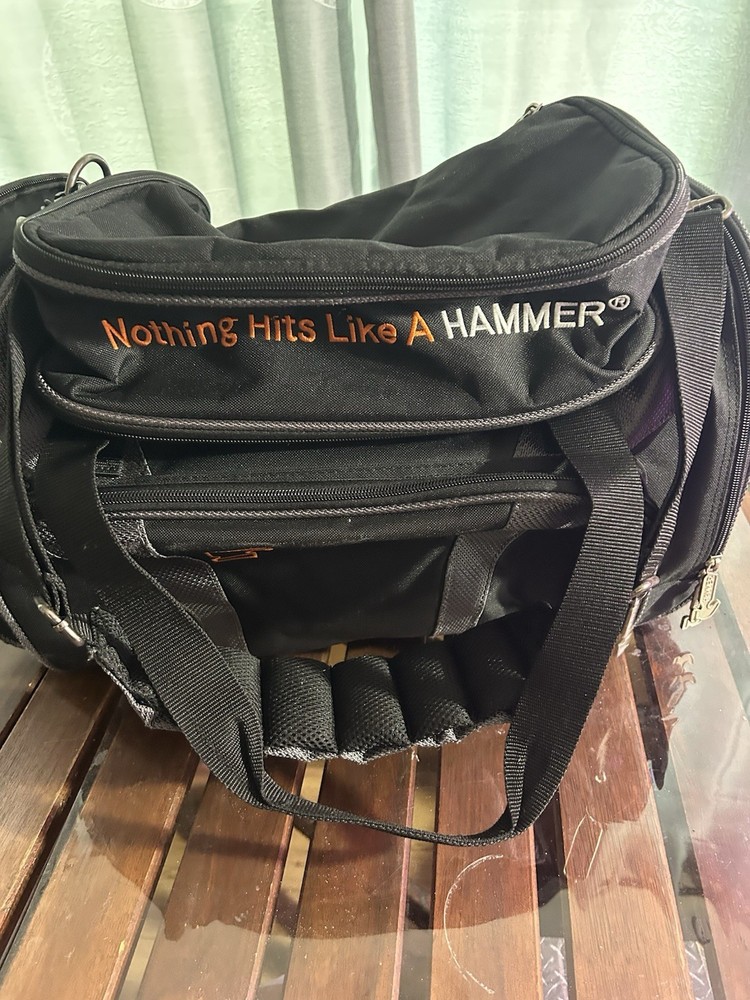 Hammer Black Gray Bowling Bag Polyester Carry Handle Adjustable Strap Zip
