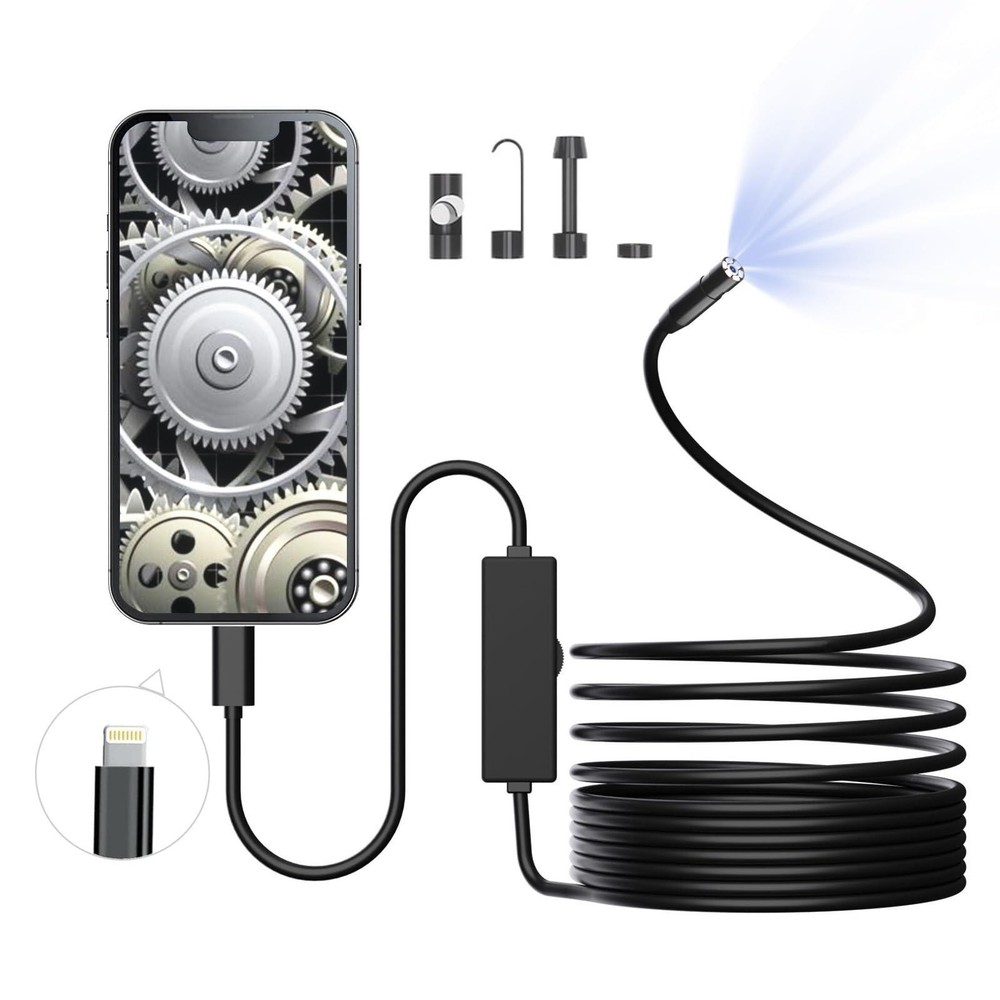 Endoscope Camera with Light, 1920p Hd Borescope with 8 Adjustable LED Lights