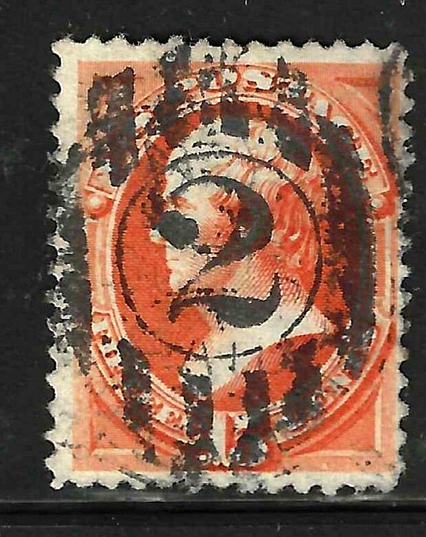 Sc #152 & 189 Numbers 2 & 4 Fancy Cancel 15 Cent Hamilton Banknote US 87A43