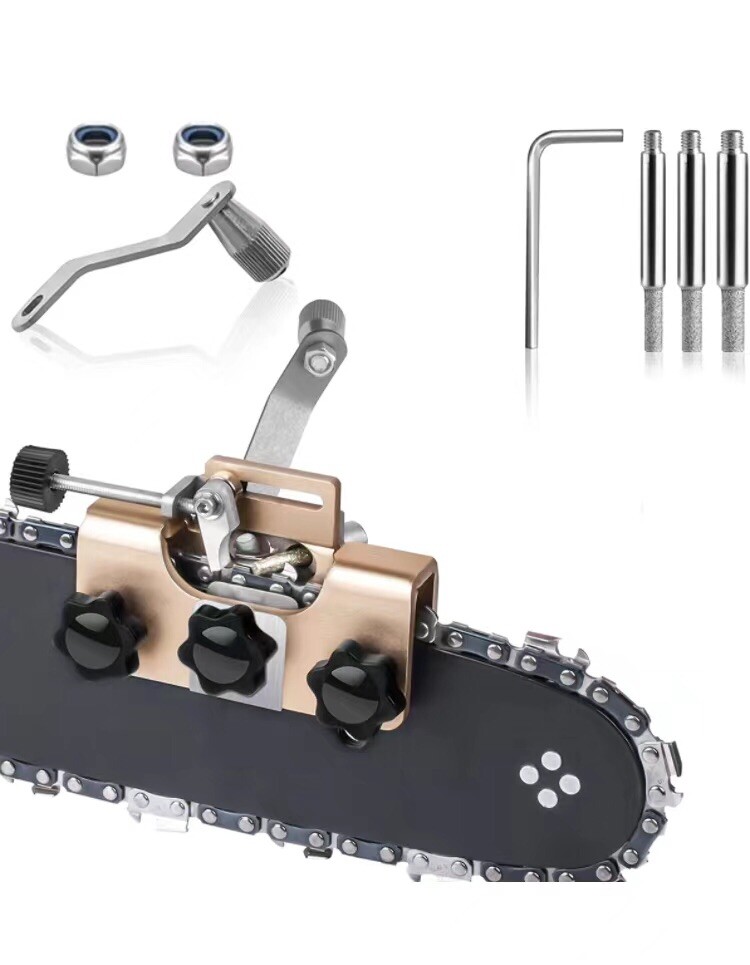 with 3 Pcs Sharpening Bits, Portable Chainsaw Chain Sharpener Tool