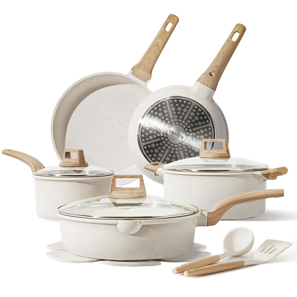 CAROTE 14 Pcs Pots and Pans Set Nonstick,Cookware Set Kitchen Cooking Set wit...