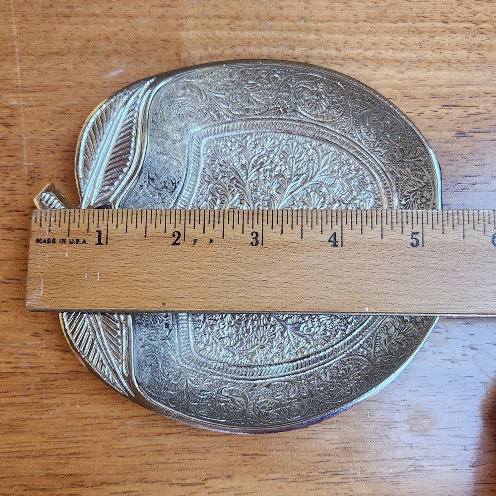 Intricate Silver Plated? Metal Apple Shaped Candy Trinket Dish Engraved 5.25" L