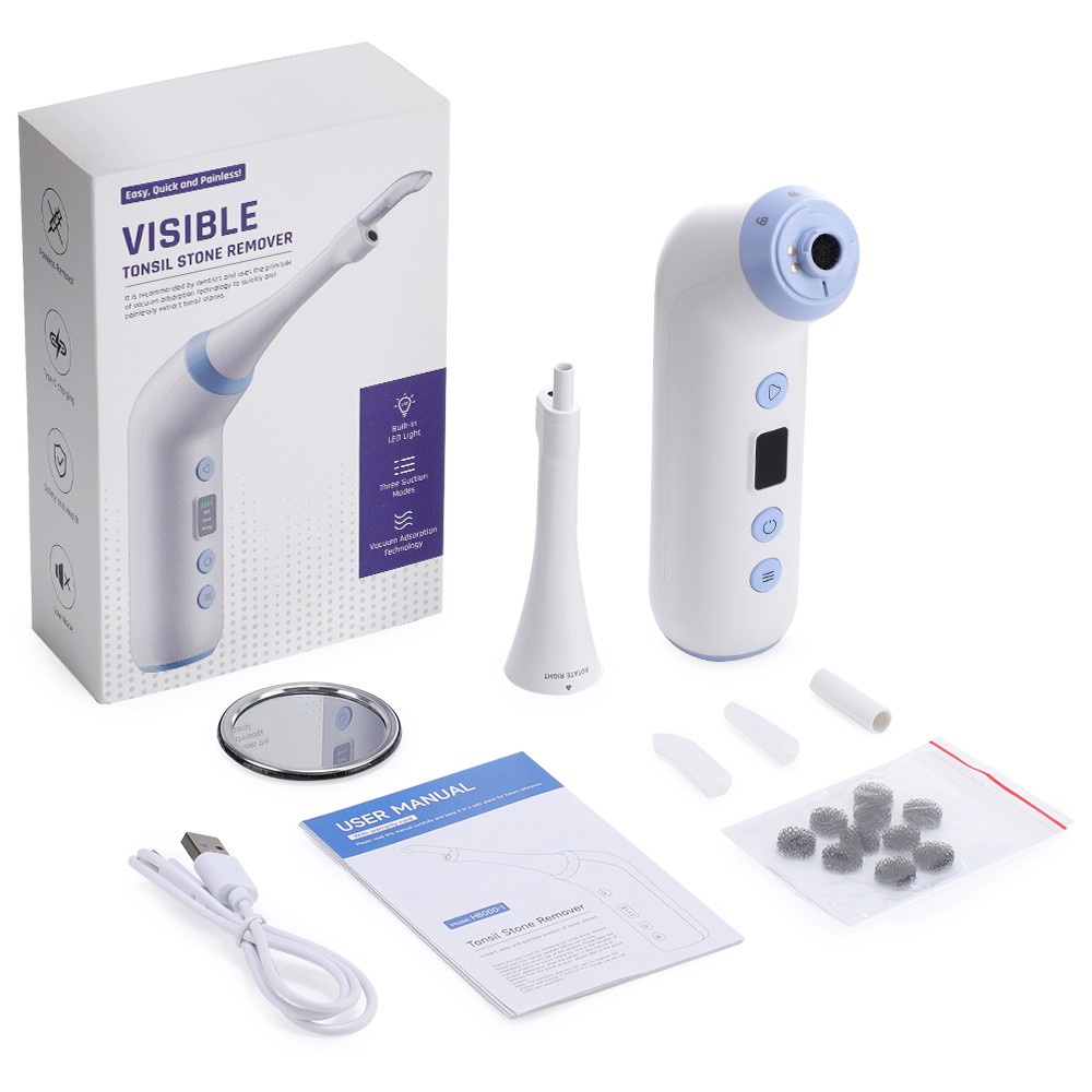 Visible Tonsil Stone Remover Kit with HD Camera, 3 Suction Levels, LED Light