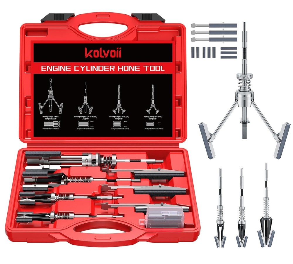 Cylinder Hone Tool Set with Tool Box, Adjustable Engine Cylinder Honing Tool ...