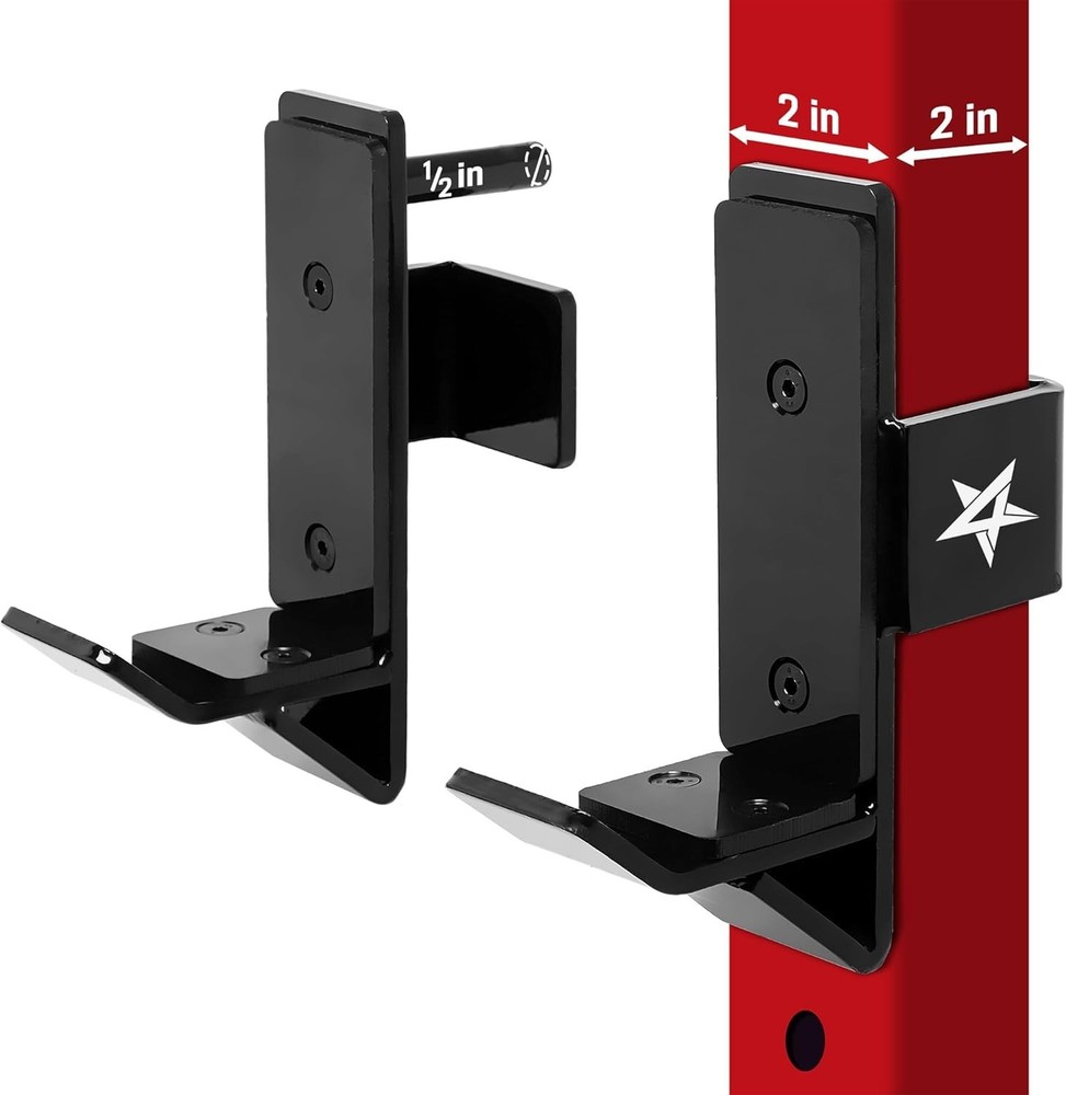 Steel Power Rack J-Hooks with Plastic Padding – Secure Barbell Holders