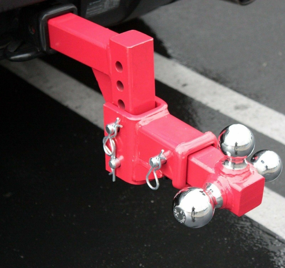 3 Way Tri Ball Adjustable 2" Solid Receiver Raise Drop Vertical Triple Tow Hitch
