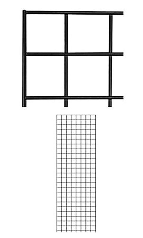 Gridwall Panel Display 2' x 6' Wire Grid Wall Black 2 Legs Standing Screen Metal