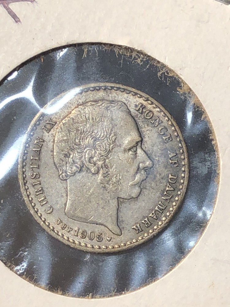 1905 DENMARK 25 ORE "XF+" - 60% Silver