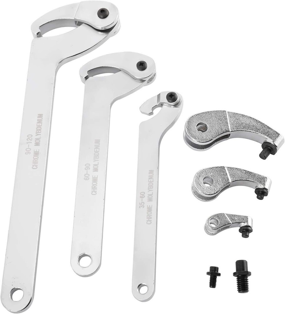 8Pcs Adjustable Hook & Pin Spanner Wrench Tool Kit Locking Nut Wrench 35mm-120mm