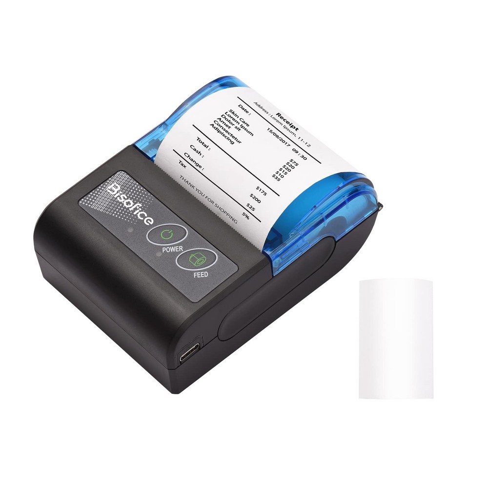 Receipt Printer, Portable Mini Thermal Receipt Printer 2 inch Wireless BT USB...