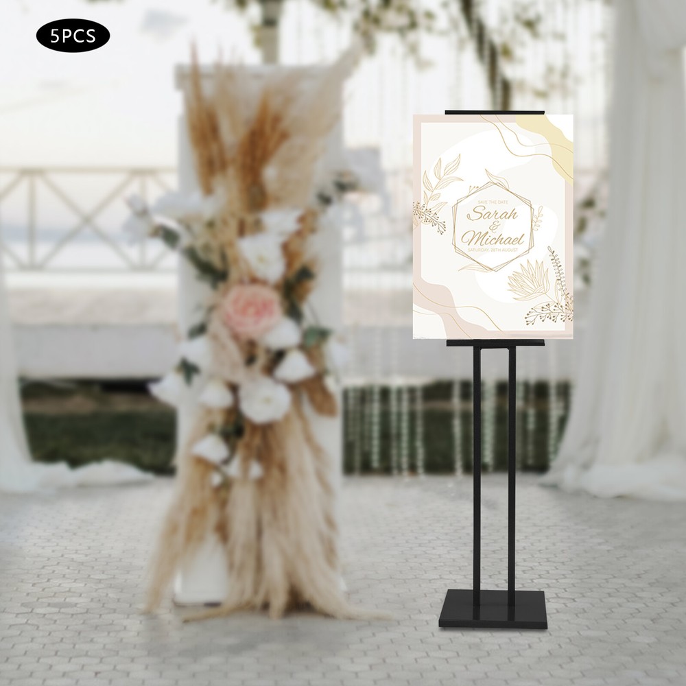 5 Pcs Poster Display Frame, Adjustable Floor Poster Frame, Sign Stand Black