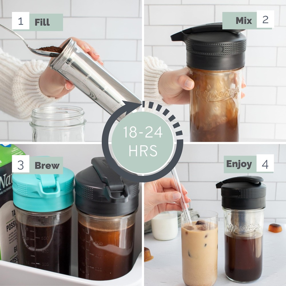 Masontops Cold Brew Makers Kit - Cold Brew Coffee Maker - Black