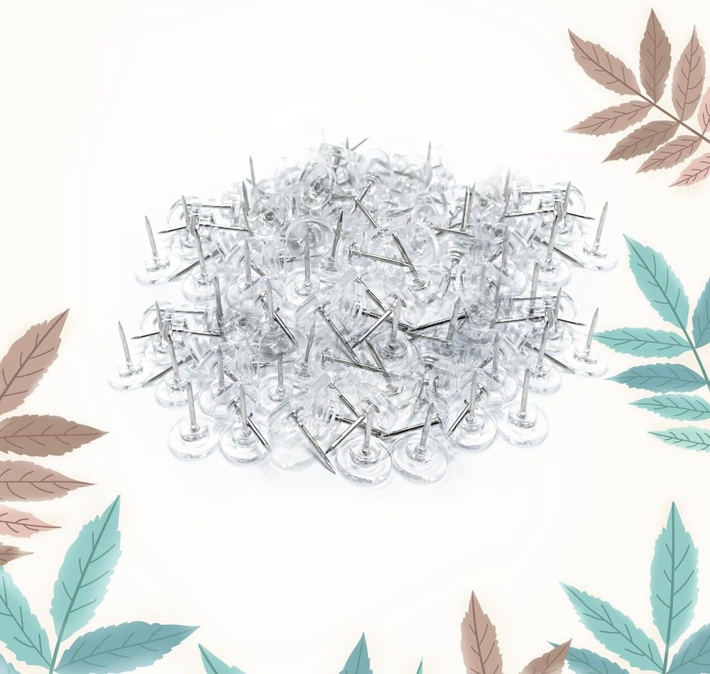 150 Count Push Pins, Willrain Clear Thumb Tacks Suitable, Tacks...