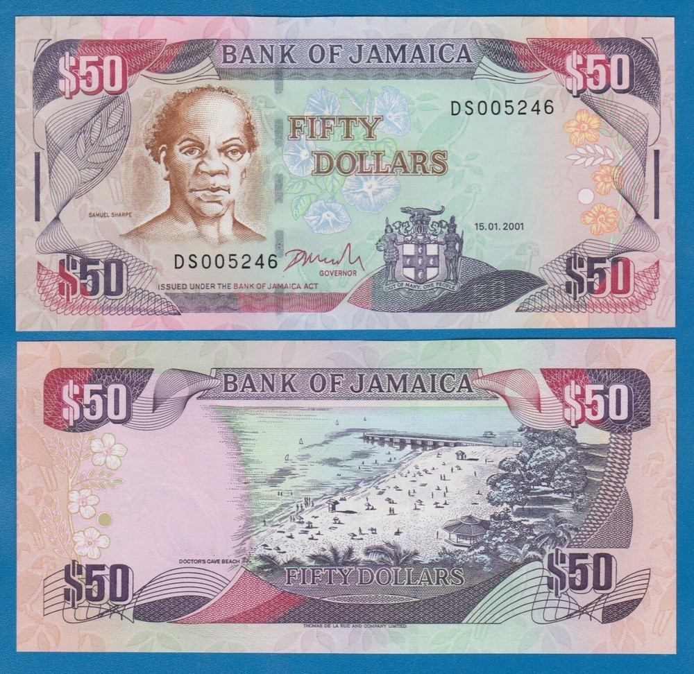 Jamaica 50 Dollar P 79b 2001 UNC  P 79 b