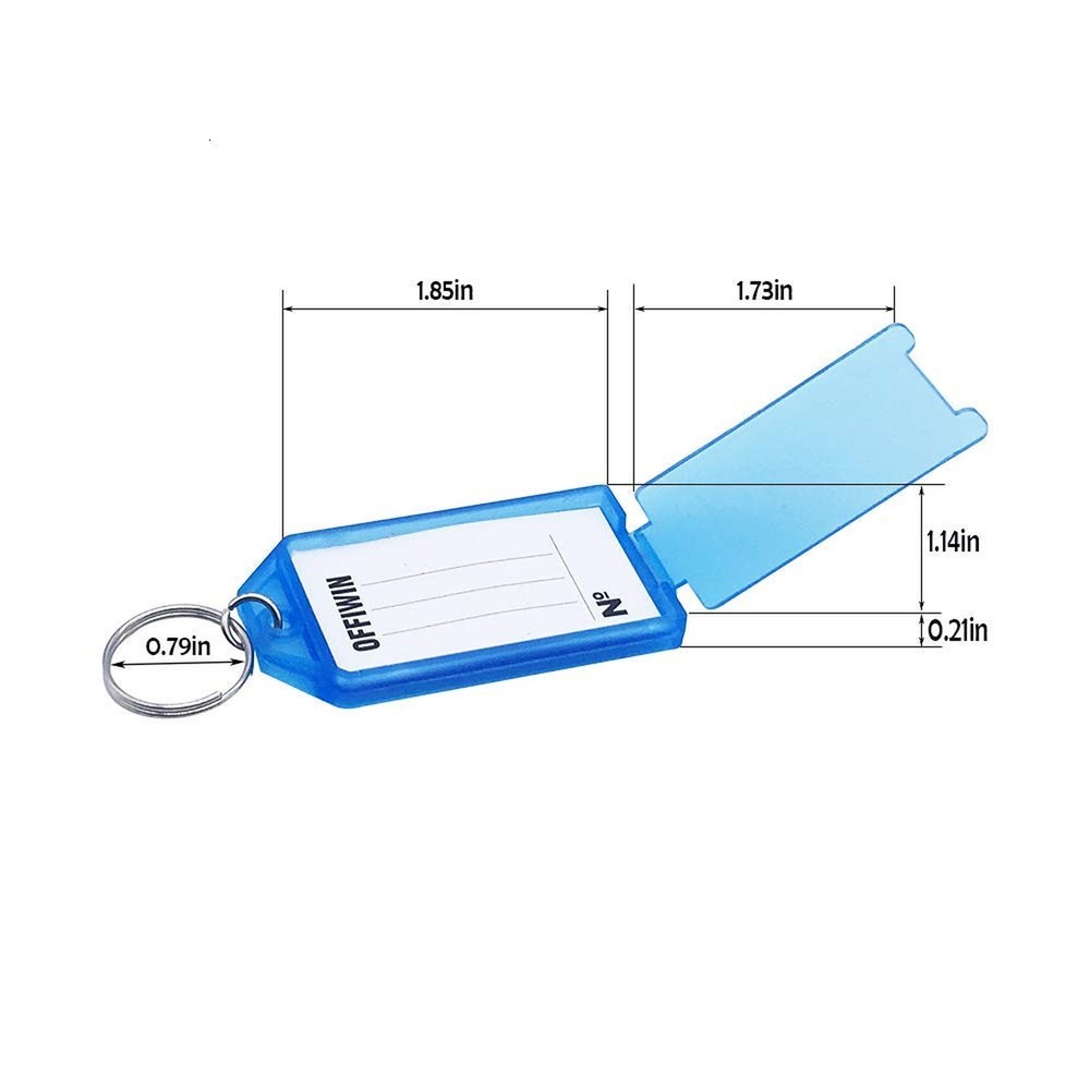 24 PCS PP Plastic Key Tags Identifier ID Labels with Split Ring Label Window ...