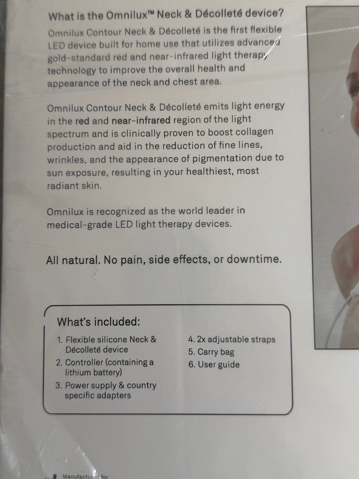 Omnilux Contour Neck & Decollete Lines Wrinkles Natural Red Light Therapy Device