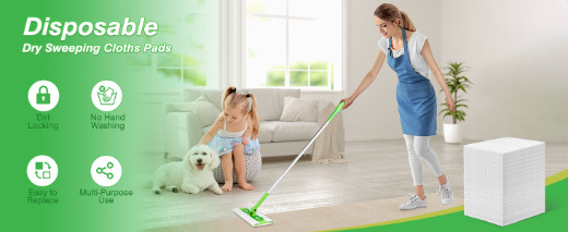 Dry Sweeping Cloths, 100 Count Mop Refill Compatible with Swiffer Sweeper - Disp