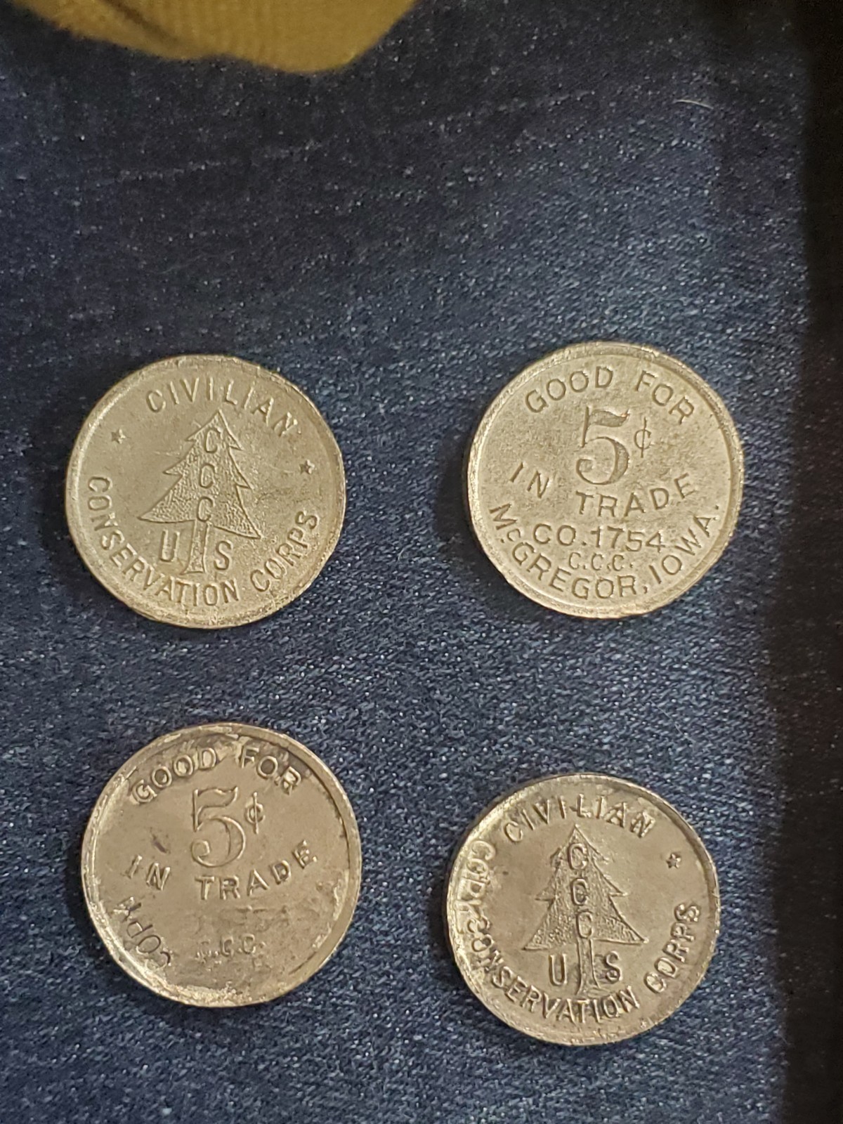 C.C.C., Civilian Conservation Corps Canteen token