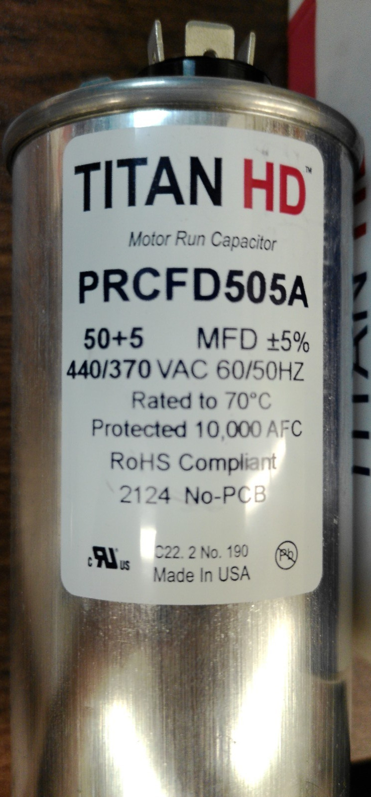 Titan HD Heavy Duty Run Capacitor 50+5Mfd 440/370 Vac