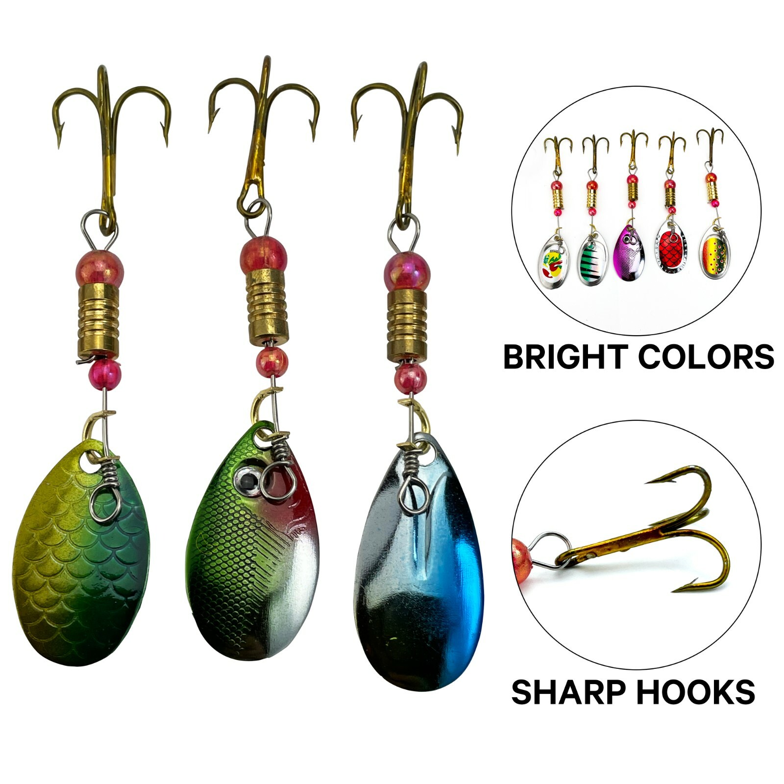 UFISH - Salmon Trout Bluegill Spinners, Trout Spoon Lures, Trout baits set of 30