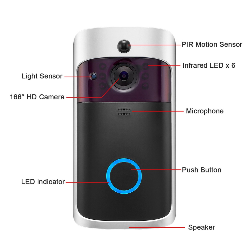 Wireless Smart WiFi Home DoorBell IR HD Video Camera Visual Intercom/Memory Card