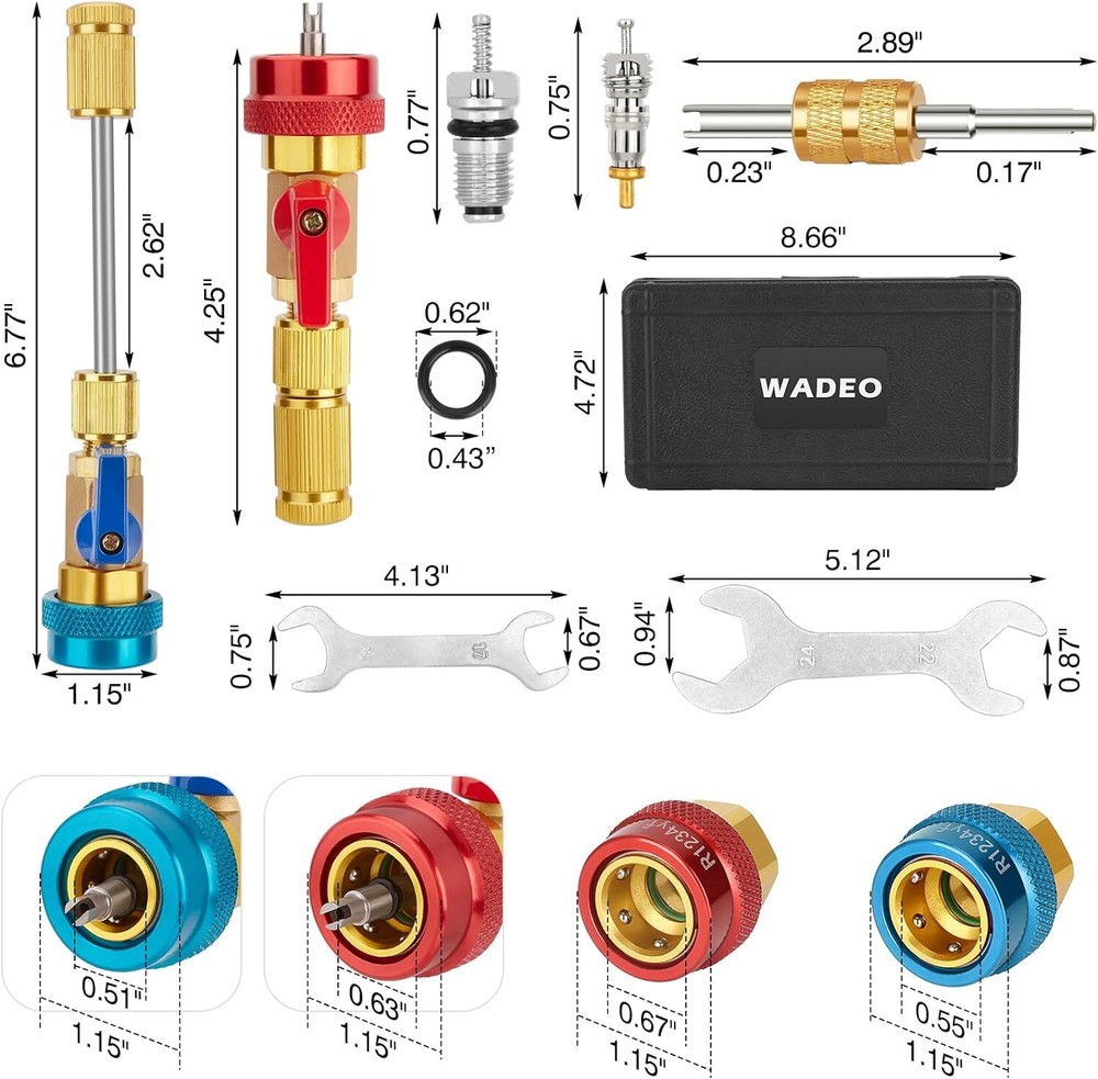 US-FREESHIP R134A R1234YF Valve Core Quick Remover Installer Tool Set