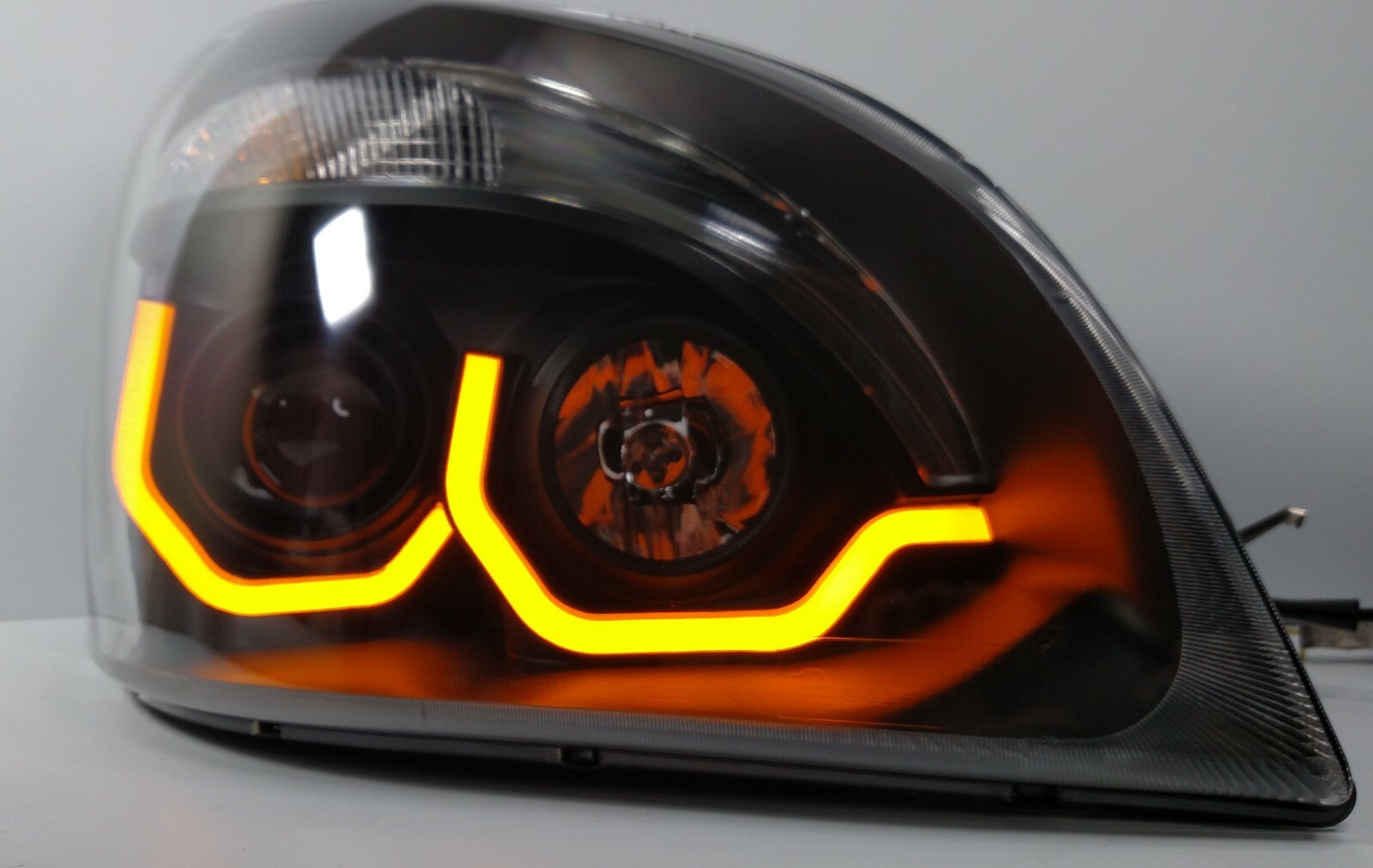 Pair Blackout Freightliner Cascadia Projection Headlights W/ Dual LED Lights