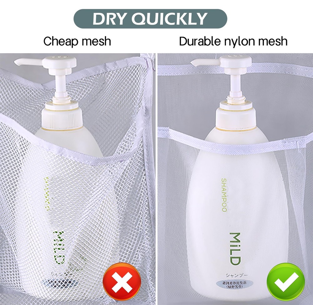Hanging Mesh Pockets Shower Organizer with Over Door Hooks, 340oz