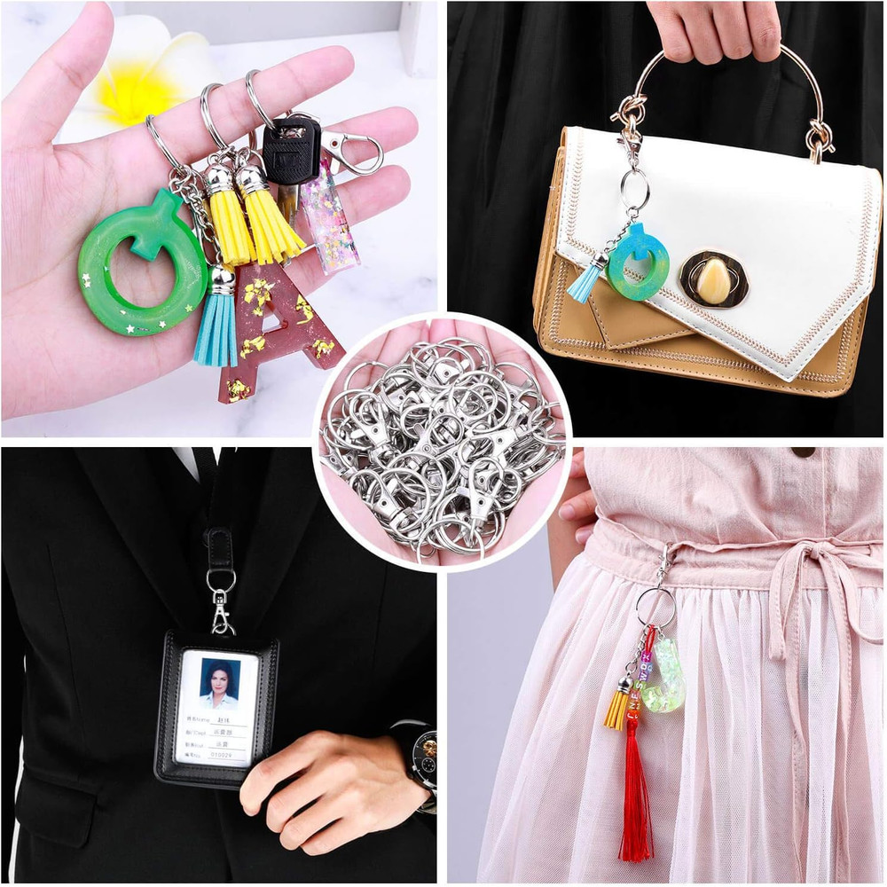 50 Sets Keychain Rings for Crafts, Assembled Key Chains Hardware for Key Chains,