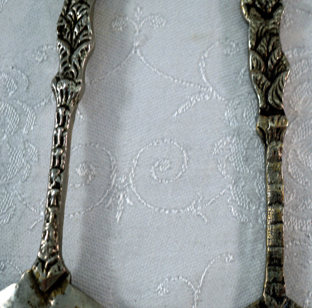 Silverplate Cupid Themed Serving Fork & Spoon Intricate Pierced Pattern Detailed