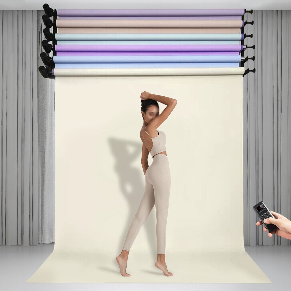 Motorized 6-Roller Backdrop Support System Wall Mounted Photo Video with Remote