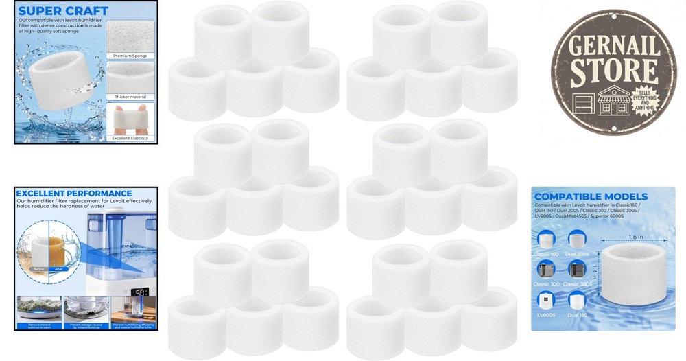 30-Pack Water Filter Sponge for LEVOIT Humidifiers - Breathe Fresh Air
