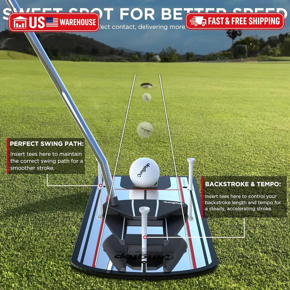 KINGTOP Golf Putting Mirror - Alignment Putting Training Aids for Consistency &
