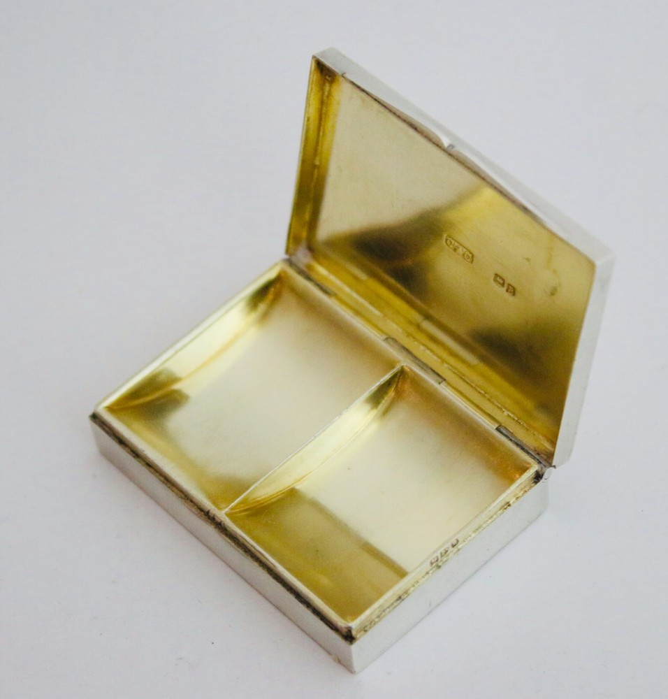 Antique Sterling solid silver double stamp box 43.5g 1900 Cohen & Charles