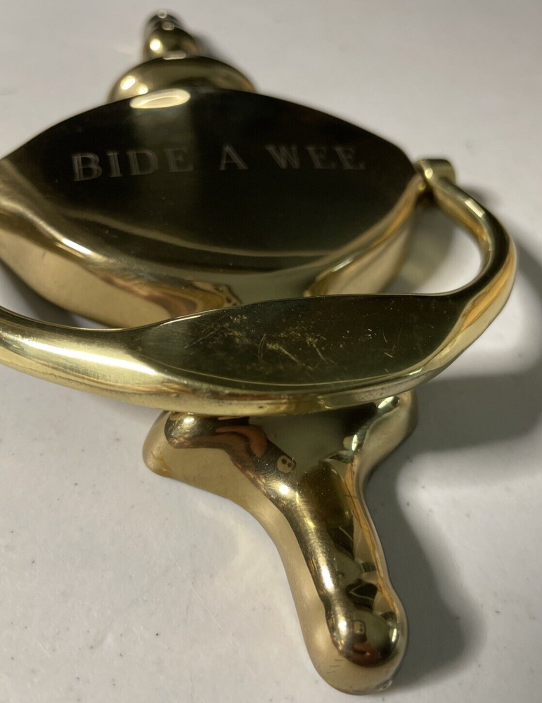 THINGS REMEMBERED Solid Brass Door Knocker Engraved w/ Scottish Term BIDE A WEE