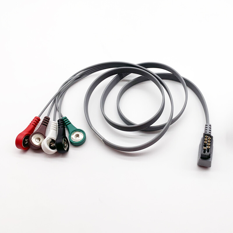 Compatible Philips DigiTrak XT ECG Cable 5Leads Snap Electrode Connector M4725A