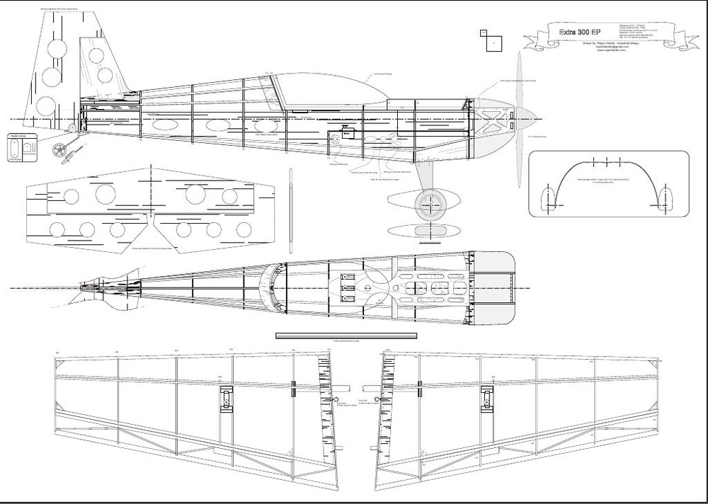 Extra 300 40 inch wing Scale RC AIrplane Printed Plans & Templates
