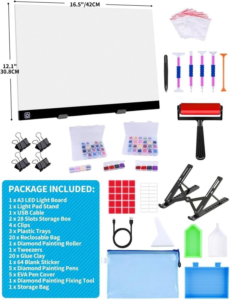 Diamond Art Light Board Kit with Storage Case