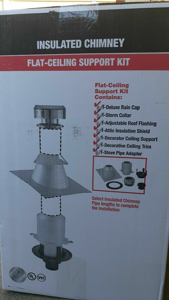 NIB SuperVent JSC6DCSP 6" Stove Chimney Pipe FLAT-CEILING SUPPORT KIT