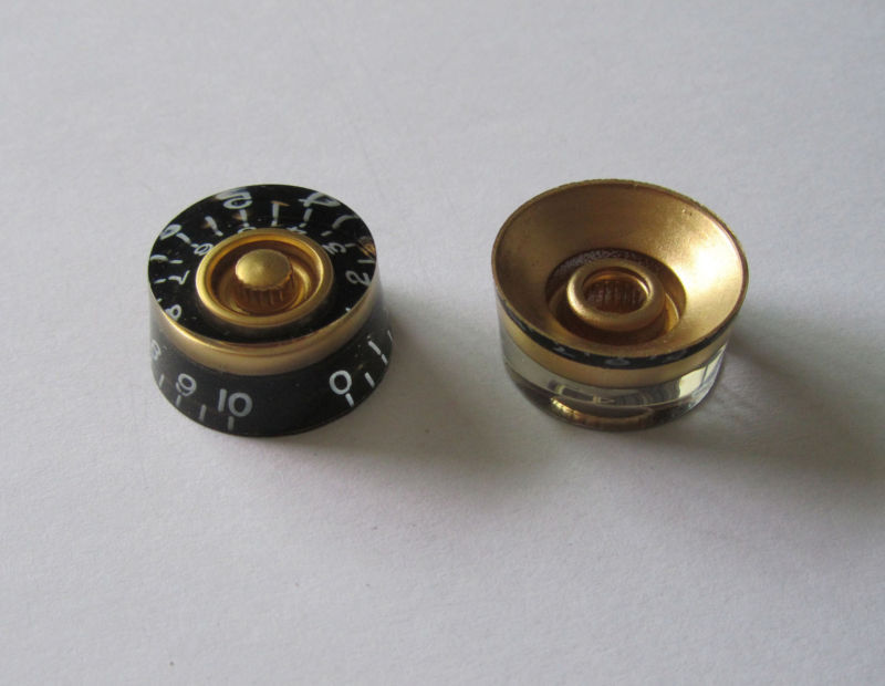 KAISH 4x LP Custom Control Knobs Speed Dial Knobs Black w/ Gold fits Les Paul