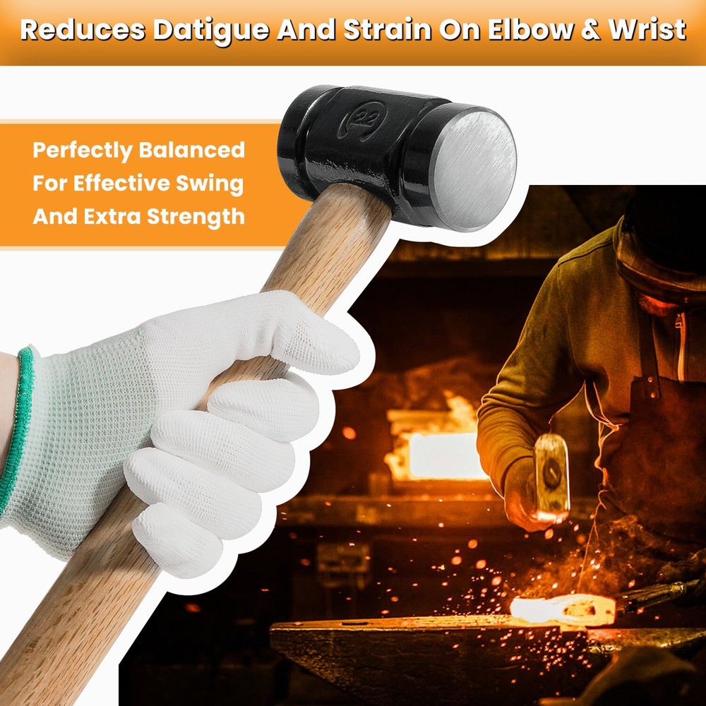 36 oz Rounding Hammer Blacksmith Engineer Drilling Handmade Knife Making Forge