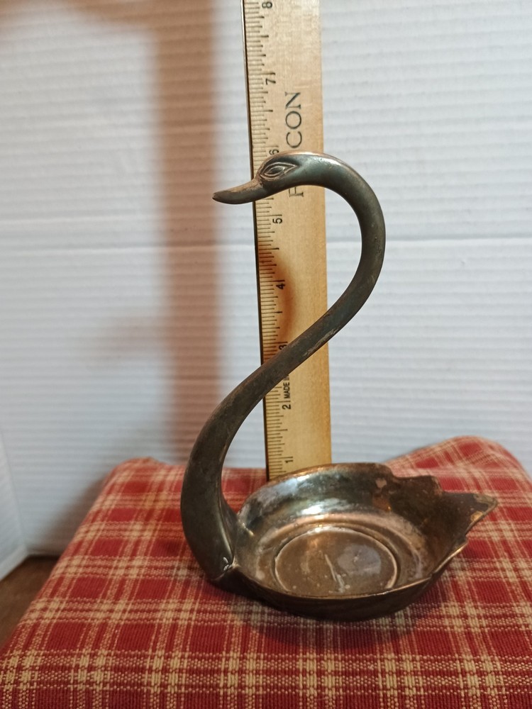 SILVERPLATE SWAN TRINKET JEWELRY CANDY DISH ASHTRAY MCM