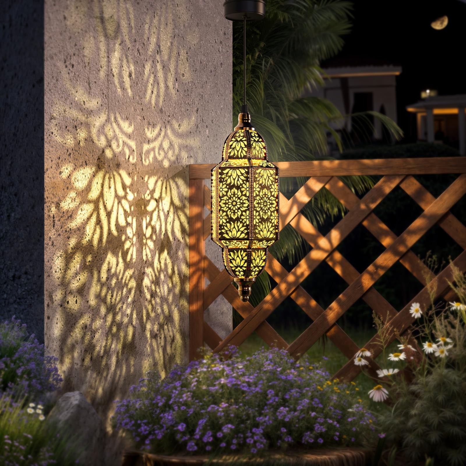 Hanging Solar Lights Outdoor Garden Decorative Solar Lantern Waterproof Metal US