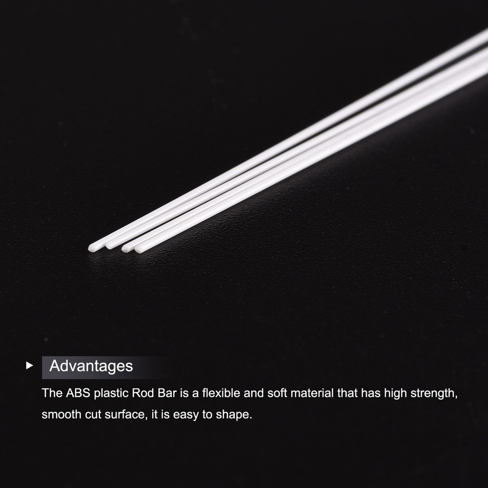 5Pcs ABS Plastic Rods Diameter 1mm Length 500mm White Stick Solid Bar