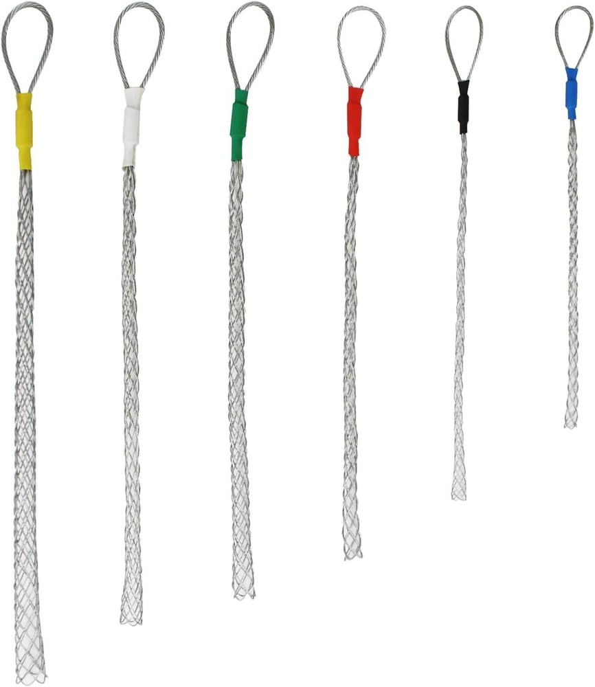 6pc Cable Puller Set - Wire Mesh Pulling Socks & Electric Cable Grips