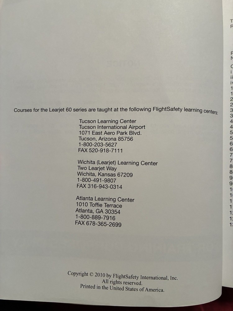 LearJet 60 Pilot Training Manual, Vol. 1 Operational Information Third Edition
